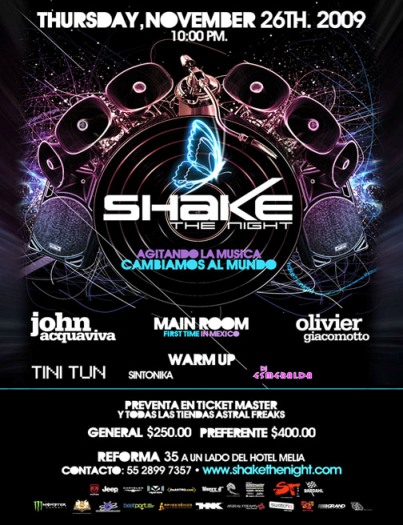 SHAKE THE NIGHTDetalles del evento, 